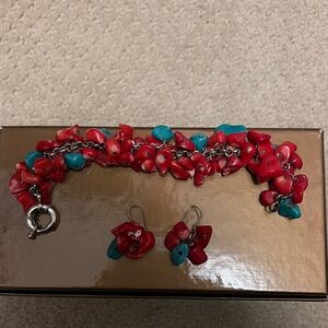 Red and Blue Beaded Jewelry Set